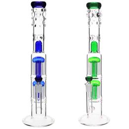 Smoking Pipes Big Glass Bong double 8 arms tree perc dome percolator water pipe 18 inch have bongs dab rigQ240515