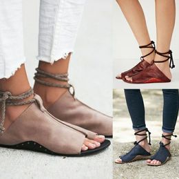 New luxury summer sandals women flats ladies shoes woman ankle strap wedding chaussure femme lace up size 34-43