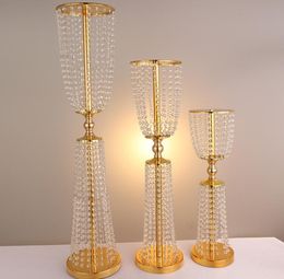 10pcs/lot gold silver Colour 31.5" tall crystal acrylic Centrepiece wedding crystal table decor flower stand event decoration SN003