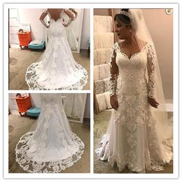 Sheath Lace Long Sleeve Luxury Wedding Dress Backless 2019 New Sweetheart Wedding Gowns Nigeria 3D Flowers Sleeves