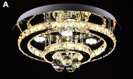 Modern luxury Led ceiling lamp crystal chandelier circular living room lamp bedroom restaurant stainless steel lamp LLFA