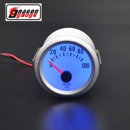 Dragon gauge 2" 52mm Auto Car Oil Pressure Gauge with Sensor for Car 0~100 PSI Blue backLight