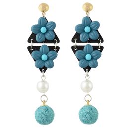 idealway 4 Colours New Fashion Gold Plated Alloy bead Pearl Resin Ball pendant Earrings Gift