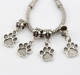 100Pcs/lot Paw Print Charms Big Hole beads Dangle Charms For Jewellery Making findings 26x12mm