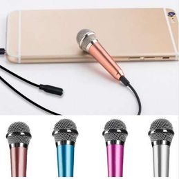 4color Portable 3.5mm Stereo Studio Mic KTV Karaoke Mini Microphone For Cell Phone Laptop PC Desktop 5.5cm*1.8cm Small Size Mic