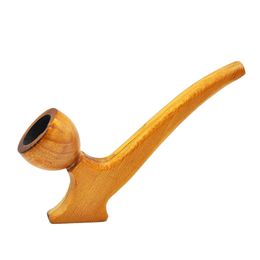 HONEYPUFF Handmade Natural Wood Pipe 100 mm Tick Shape Wooden Tobacco Smoking Pipe With Wooden Bowl Portable Herb Pipe Smoking Accessories