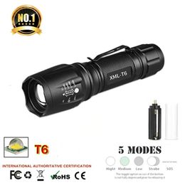 T6 LED Flashlight 1000LM Aluminum Waterproof Zoomable Waterproof Torch light for 18650 Battery or 3A Battery