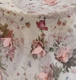 NEW Fabric embroidered gauze 3D pink flower for Handmade Sewing Material DIY craft skirt dress party wedding birthday decroation