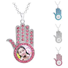 button necklaces pendants for dye sublimation women Palm necklaces pendant Jewellery heat tranfer printing blank consumable ZA0119