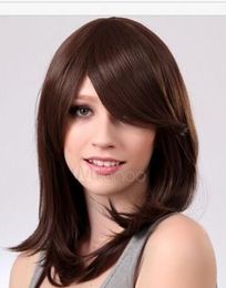 new style medium straight dark brown health hair wigs cosplay wig