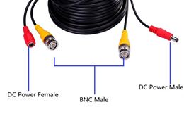 bnc cable cctv power Canada - RG58 BNC Video DC Power Security Cable for CCTV Surveillance Camera DVR System