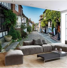 Photo Wallpaper 3D European Town Street Murals Restaurant Cafe Living Room Background Wall Paper Home Decor Wall Papers For 3 D