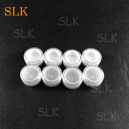High transparent 3 ml 5 ml write round shape plastic jar silicone wax container free shipping DHL