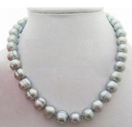 Beaded Necklaces 12-13mm Natural South Sea Baroque Grey Pearl Necklace 19 Inch 925 Silver Clasp