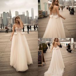 Berta Wedding Dresses Sweetheart Backless Applique Lace Gowns Sweep Train Tulle Long Custom Made Bridal Dress