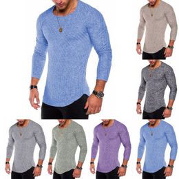 Spring Men T-shirts Plus Size 3XL Long Sleeve Striped T Shirt Casual O-Neck Solid Tshirt Elastic Hip Hop Tops272T