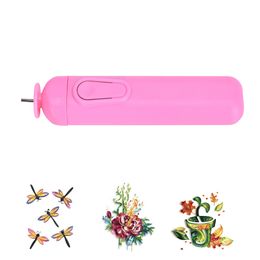 Random Color Multi Function Pen DIY Electric Slotted Paper Craft Paper Quilling Tools Winder Steel Curling Pen Craft Accessories