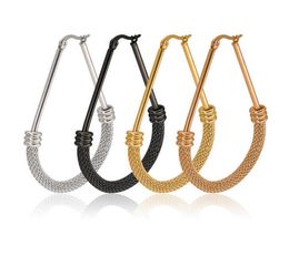 types of earrings for men Canada - New Fashion Snake Chain Type Big Earring Women men Titanium Stainless Steel Black Gold Rose Gold Triangle Earring 10pair lot