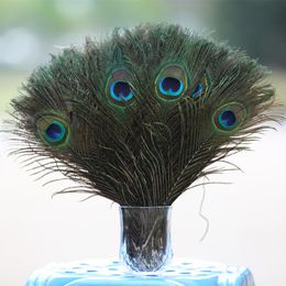 Zarif tavuskuşu tüyü dekoratif malzemeler doğal büyük gözler 80 ila 90 cm düğün çiçek Güzel Tüyler Yenilik Öğeleri büyük boy