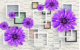 Custom 3d Mural Wallpaper Purple Petal Simple Stereo 3D TV Background Wall Painting Wallpaper TV Backdrop Bedroom Photo Wall Paper 3D