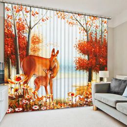 3D Cortina Blackout Stereoscopic Animal oil Painting forest Window Curtain Living room Blackout Curtain