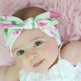 Hot Baby Mädchen Haarschleife Stirnband Blumendruck Blumen Haarband Turban Knoten Kopfbedeckung für Neugeborene Baby Kleinkind Mädchen Haarschmuck