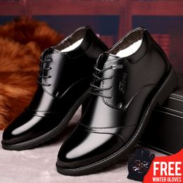 OSCO New Handmade Men Leather Winter Boots High Quality Warm Snow Men Boots Ankle Boots For Men Business Dress Shoes