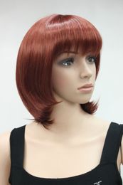 Free Shipping>>>Fashion Copper Red Short straight bangs daily life wig