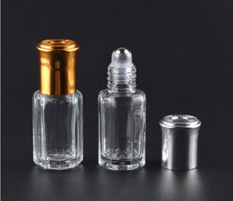 3ML 6ML 10ML Octagonal Glass Bottles With Roll On Aroma Bottles Metal Ball Perfume Essential Oil Packing Vials Refillable Case SN942