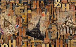 Custom Photo Wallpaper 3D Stereo Original European and American style 3D wood carving English alphabet background wall decorative painting