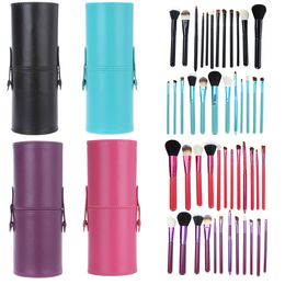 12 PCS Makeup Brush Set+Cup Holder Professional 12 pcs Makeup Brushes Set Cosmetic Brushes With Cylinder Cup Holder Epacket Free Shipping