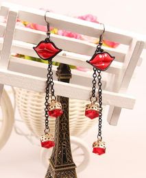 new hot Korean fashion accessories Jewellery earrings women's red lips crystal glitter fashion classic exquisite elegance
