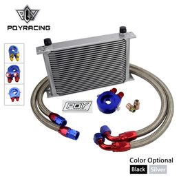UNIVERSAL OIL COOLER 25 ROWS AN10 ENGINE TRANSMISS OIL COOLER KIT + FILTER RELOCATION WITH PQY STICKER AND BOX PQY7025+KIT2