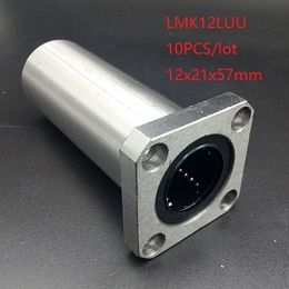 10pcs/lot LMK12LUU 12mm linear ball bearings long type square flanged bearings linear motion bearings 3d printer parts cnc router 12x21x57mm