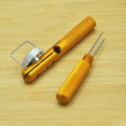 Practical Design Aluminium Alloy Hook Tier Tool Metal Double Headed Needle Knots Gold Colour Fishing Line Knotter For Outdoor Sports 3 8jl ZZ