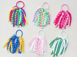 baby O A-korker Ponytail various Colour Corker curly ribbons streamers Cheer hair bows with elastic hair rope Cheerleading hairbanPD002