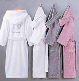 Bathrobe men Male Hooded plus size XXL Thick warm Winter Dressing Gown Men's Long Robe Mens Wedding Bridesmaid Robe white