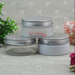 80g clear/clear frosted/white PET Jar with silver Aluminium Lid 80ml Aluminium Jar Cosmetic Packaging Wholesale Jars