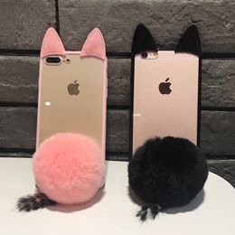 For iPhone X 8 Fashion Clear Case Fur Furry Ball Soft Silicone Case Transparent Cover For iPhone X XS Max Xr 8 7 6 6S Plus 5 5S SE