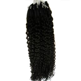 Micro loop ring hair extensions grade 8a+ unprocessed virgin brazilian curly hair 100g/pc Natural black kinky curly Human Hair Extensions