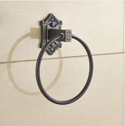 Towel Rings Antique Solid Brass Wall Mounted Towel Holder Rail Hanger European Bathroom Accessories Bath Towel Rack 9124K