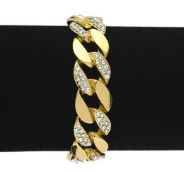 14K gold hip hop hot Jewellery half-drill Cuban Europe and the United States popular men's bracelet