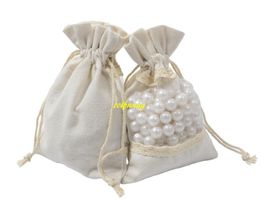 jewellery gift pouches wholesale Australia - 50pcs lot 10*14cm Transparent PVC Window Lace Drawstring Pouch Jewellery beads Storage bag Cotton Burlap Gift Bags For Wedding