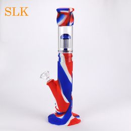 New portable hookah 14 inch percolator glass bong water pipes 18.8 mm 14.4 mm joint size silicone Philtre bongs