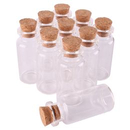 24pcs 12ml 24*52*12.5mm Small Glass Wishing Bottles with Cork Stopper Empty Spice Bottles Jars Gift Crafts Vials