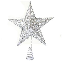 Christmas Tree Topper Treetops Xmas Decoration Ornament Tree Topstar Decorations Shiny Festival 20cm Silver Five Pointed Star