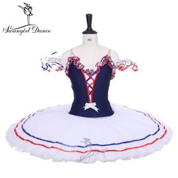 Adult Navy Blue White Women Pancake Platter Ballet Tutu Dress Ballet Stage Costume Flames Bird Professional Ballet Tutus Girls BT9213