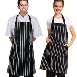 Hot Chef Apron Adjustable Black Stripe Bib Apron Chef-restaurant Avental de Cozinha Divertido #9869