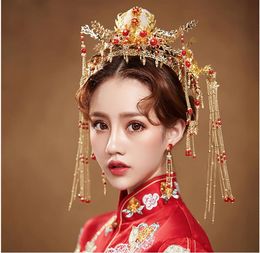 The bride headdress Costume Accessories Chinese cheongsam Coronet Xiuhe kimono accessories