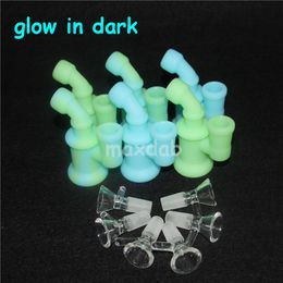 Silicone Dab Rig Mini Smoking Water Pipes Portable Unbreakable with Glass Bowl 14.4mm Joint Silicon Oil Rigs Hookah Pipe